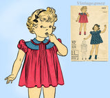 Du Barry 2567: 1940s Darling WWII Baby Girls Dress Sz 1 Vintage Sewing Pattern