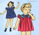 Du Barry 2567: 1940s Darling WWII Baby Girls Dress Sz 1 Vintage Sewing Pattern