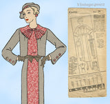 Excella 4429: 1930s Misses Dress & Jacket Set Sz 32 B Vintage Sewing Pattern