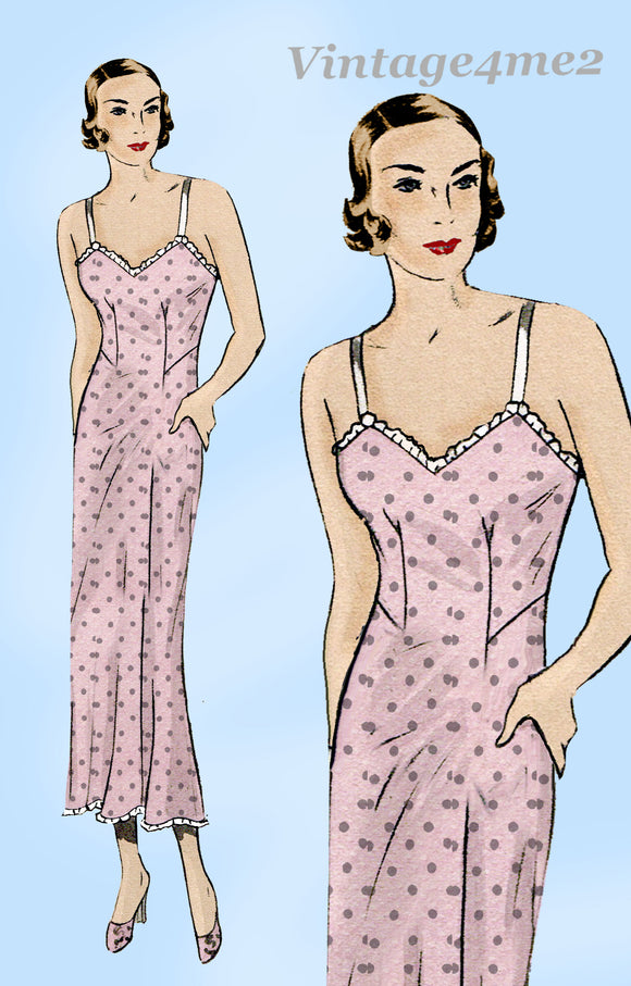 Excella E-4338: 1930s Stunning Misses Slip Size 36 Bust Vintage Sewing Pattern