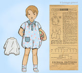 Excella E2072: 1920s Darling Baby Boys Bubble Romper Sz 2 Vintage Sewing Pattern