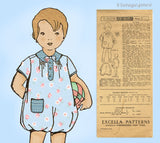 Excella E2072: 1920s Darling Baby Boys Bubble Romper Sz 2 Vintage Sewing Pattern