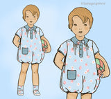 Excella E2072: 1920s Darling Baby Boys Bubble Romper Sz 2 Vintage Sewing Pattern