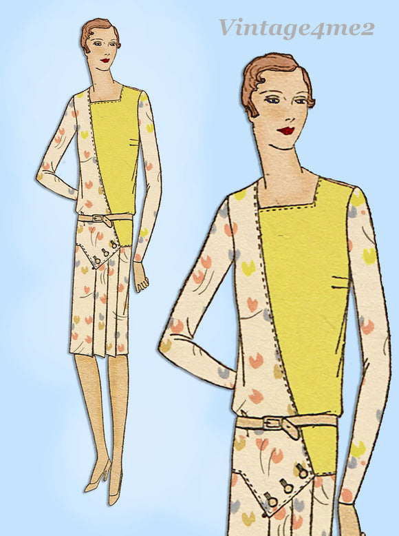 Excella 2913: 1920s Uncut Misses Flapper Dress Sz 36 B Vintage Sewing Pattern