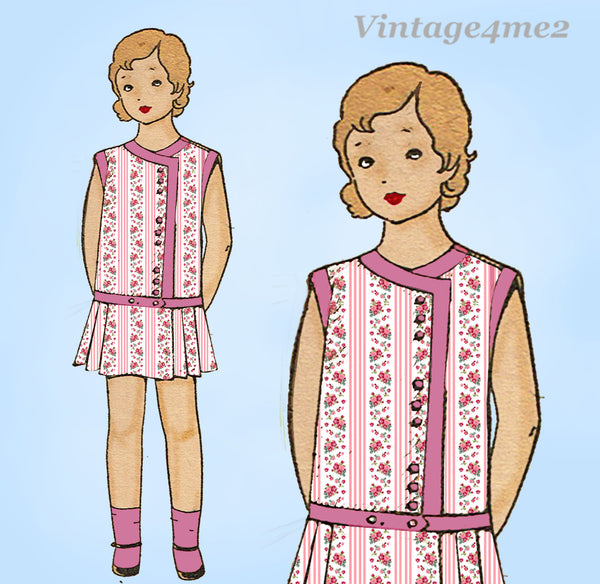 1920s Original Vintage Excella Pattern 2968 Cute Toddler Girls Flapper Dress Size 6