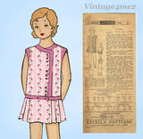 1920s Original Vintage Excella Pattern 2968 Cute Toddler Girls Flapper Dress Size 6