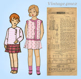 1920s Original Vintage Excella Pattern 2968 Cute Toddler Girls Flapper Dress Size 6