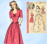 Hollywood Starlet 1059: 1940s WWII Misses Evening Gown Sz 36 B Vintage Sewing Pattern