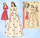 Hollywood Starlet 1059: 1940s WWII Misses Evening Gown Sz 36 B Vintage Sewing Pattern