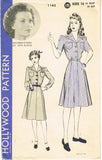 Hollywood Starlet 1142: 1940s Maureen O'Hara WWII Dress 34B VTG Sewing Pattern