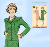 Hollywood Starlet 1194: 1940s Classic WWII Suit Size 32 B Vintage Sewing Pattern