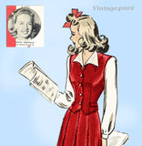 Hollywood Starlet 1199: 1940s WWII Skirt & Blouse Sz 30 B Vintage Sewing Pattern