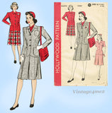 Hollywood 1245: 1940s Classic Uncut Misses Suit Size 34 B Vintage Sewing Pattern