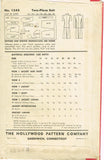 Hollywood 1245: 1940s Classic Uncut Misses Suit Size 34 B Vintage Sewing Pattern