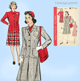 Hollywood 1245: 1940s Classic Uncut Misses Suit Size 34 B Vintage Sewing Pattern