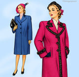 Hollywood 1450: 1940s Uncut WWII Womens Coat Sz 44 Bust Vintage Sewing Pattern