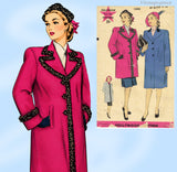 Hollywood 1450: 1940s Uncut WWII Womens Coat Sz 44 Bust Vintage Sewing Pattern