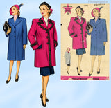 Hollywood 1450: 1940s Uncut WWII Womens Coat Sz 44 Bust Vintage Sewing Pattern