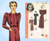 Hollywood Starlet 1686: 1930s Stylish Misses Street Dress Sz 34 B Vintage Sewing Pattern