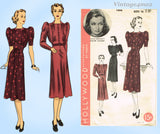Hollywood Starlet 1686: 1930s Stylish Misses Street Dress Sz 34 B Vintage Sewing Pattern