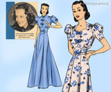Hollywood Starlet 1781: 1930s Womens Evening Gown 38 B Vintage Sewing Pattern