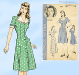 Hollywood Starlet 1042: 1940s Uncut Misses Dress 30B Vintage Sewing Pattern