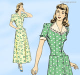 Hollywood Starlet 1042: 1940s Uncut Misses Dress 30B Vintage Sewing Pattern