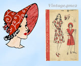 1940s Vintage Hollywood Sewing Pattern 1123 Uncut WWII Wrap Dress & Hat 42B