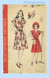 1940s Vintage Hollywood Sewing Pattern 1123 Uncut WWII Wrap Dress & Hat 42B