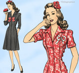Hollywood Starlet 1127: 1940s Misses WWII Dress Sz 34 B Vintage Sewing Pattern