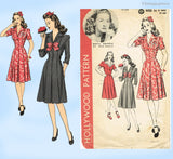 Hollywood Starlet 1127: 1940s Misses WWII Dress Sz 32 B Vintage Sewing Pattern