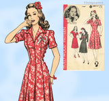 Hollywood Starlet 1127: 1940s Misses WWII Dress Sz 34 B Vintage Sewing Pattern