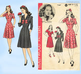 Hollywood Starlet 1127: 1940s Misses WWII Dress Sz 34 B Vintage Sewing Pattern