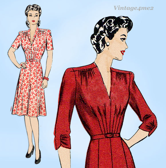 1940s Vintage Hollywood Sewing Pattern 1161 Uncut Misses WWII Dress Sz 44 Bust