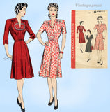 1940s Vintage Hollywood Sewing Pattern 1161 Uncut Misses WWII Dress Sz 44 Bust