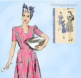1940s Vintage Hollywood Sewing Pattern 1210 Misses WWII Pinafore Dress Sz 38 B