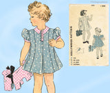 Hollywood 1292: 1930s Baby Girls Dress & Scottie Dog Toy Sz 1 Vintage Sewing Pattern