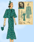 Hollywood 1387: 1930s Uncut Misses Dress & Cape 38 B Vintage Sewing Pattern