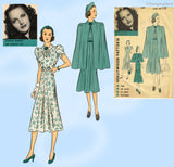 Hollywood 1387: 1930s Uncut Misses Dress & Cape 38 B Vintage Sewing Pattern