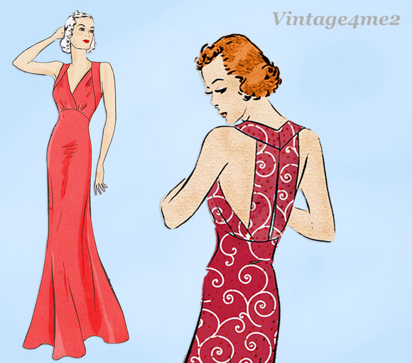 Hollywood Starlet 1416: 1930s Glamorous Misses Nightgown 34B Vintage Sewing Pattern