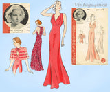 Hollywood Starlet 1416: 1930s Glamorous Misses Nightgown 34B Vintage Sewing Pattern