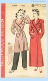 1940s Vintage Hollywood Sewing Pattern 1416 Uncut Misses Housecoat Sz 32 Bust