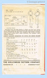 Hollywood 1472: 1930s Uncut Misses Street Dress Sz 36 B Vintage Sewing Pattern