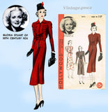 Hollywood 1472: 1930s Uncut Misses Street Dress Sz 36 B Vintage Sewing Pattern