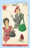 1940s Vintage Hollywood Sewing Pattern 1480 Rare Uncut WWII Misses Beret & Purse