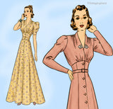 Hollywood 1617: 1930s Womens Dress or Gown Size 36 B Vintage Sewing Pattern