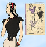 Hollywood 1633: 1940s Misses WWII Wrap & Tie Blouse 34B Vintage Sewing Pattern