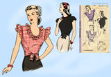 Hollywood 1633: 1940s Misses WWII Wrap & Tie Blouse 34B Vintage Sewing Pattern