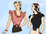 Hollywood 1633: 1940s Misses WWII Wrap & Tie Blouse 36 B Vintage Sewing Pattern
