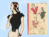 Hollywood 1633: 1940s Misses WWII Wrap & Tie Blouse 36 B Vintage Sewing Pattern